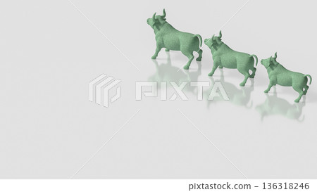 Green Bull Market Growth Concept With Increasing Size Sequence 3d render. Green Bull Market Growth Concept With Increasing Size Sequence 3d render. 136318246