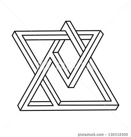 Impossible shapes. Sacred geometry. Web design element. Optical illusion object. Line design. Geometric figures. Op art.  136318300