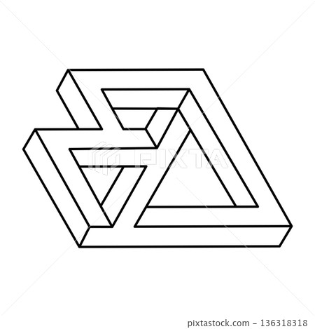 Impossible shape. Web design element. Optical Illusion object. Line design. Geometric figures.  136318318