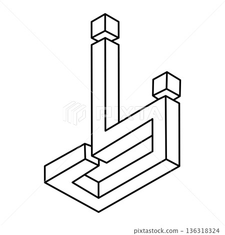 Impossible shapes. Web design element. Optical illusion object. Line design. Geometric figures. Optical art. Impossible shapes. Web design element. Optical illusion object. Line design. Geometric figures. Optical art. 136318324