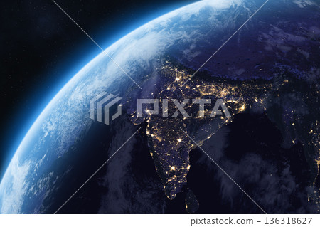 Earth at night. Asia. Eastern hemisphere. 136318627