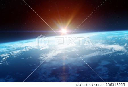 Planet Earth. Sunrise. Space scene. Planet Earth. Sunrise. Space scene. 136318635