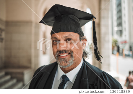 Senior lawyer, graduation and portrait of man in street, city or outdoor with smile. Elderly attorney, face or happy person, advocate or professional with success in education at university in Brazil Senior lawyer, graduation and portrait of man in street, city or outdoor with smile. Elderly attorney, face or happy person, advocate or professional with success in education at university in Brazil 136318889