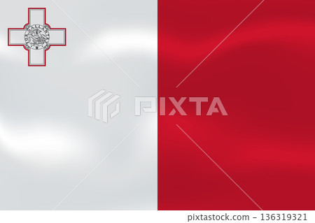 Malta flag with wavy silk effect. Vector flag symbolizing national pride, identity, heritage, patriotism and authority Malta flag with wavy silk effect. Vector flag symbolizing national pride, identity, heritage, patriotism and authority 136319321