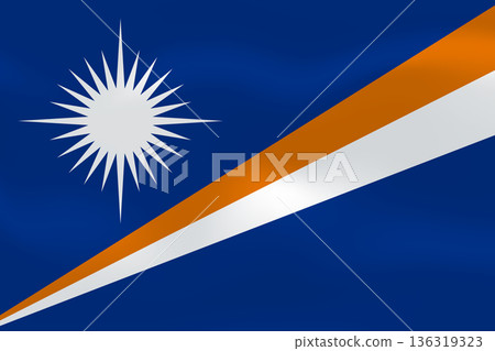Marshall Islands flag with wavy silk effect. Vector flag symbolizing national pride, identity, heritage, patriotism and authority Marshall Islands flag with wavy silk effect. Vector flag symbolizing national pride, identity, heritage, patriotism and authority 136319323