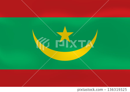 Mauritania flag with wavy silk effect. Vector flag symbolizing national pride, identity, heritage, patriotism and authority Mauritania flag with wavy silk effect. Vector flag symbolizing national pride, identity, heritage, patriotism and authority 136319325