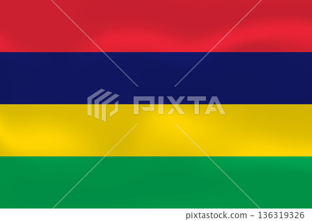 Mauritius flag with wavy silk effect. Vector flag symbolizing national pride, identity, heritage, patriotism and authority Mauritius flag with wavy silk effect. Vector flag symbolizing national pride, identity, heritage, patriotism and authority 136319326