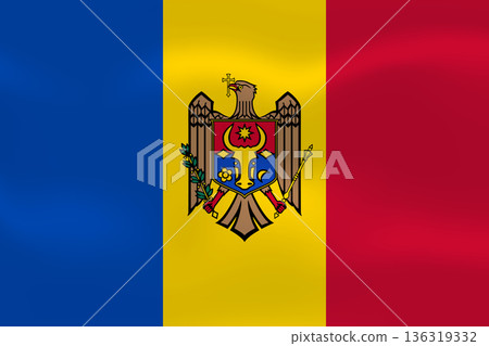 Moldova flag with wavy silk effect. Vector flag symbolizing national pride, identity, heritage, patriotism and authority Moldova flag with wavy silk effect. Vector flag symbolizing national pride, identity, heritage, patriotism and authority 136319332