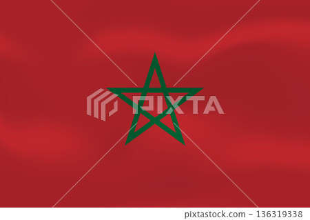 Morocco flag with wavy silk effect. Vector flag symbolizing national pride, identity, heritage, patriotism and authority Morocco flag with wavy silk effect. Vector flag symbolizing national pride, identity, heritage, patriotism and authority 136319338