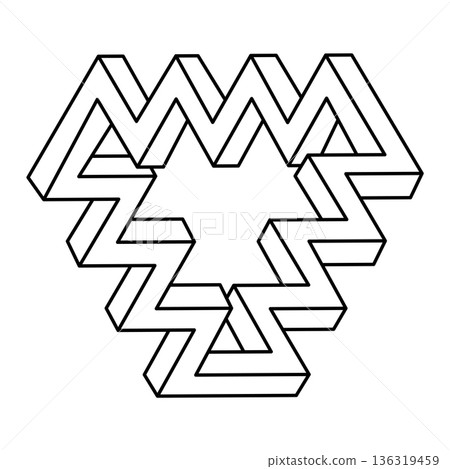 Geometric figures. Impossible shape. Web design element. Optical illusion object. Escher style. Line design. Op art. Sacred geometry shapes.  136319459