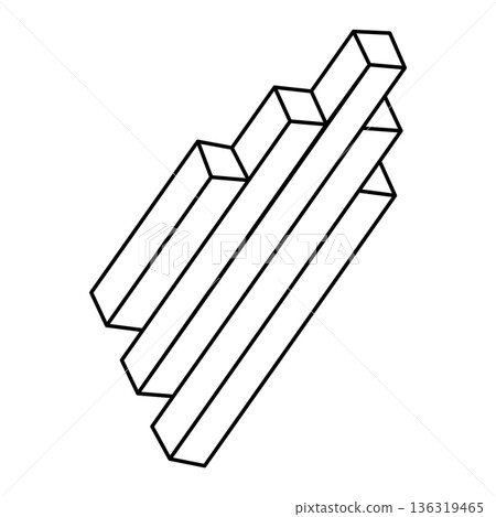 Impossible shapes. Unreal geometry figure. Web design element. Optical illusion object. Line design. Geometric figures. Op art.  136319465