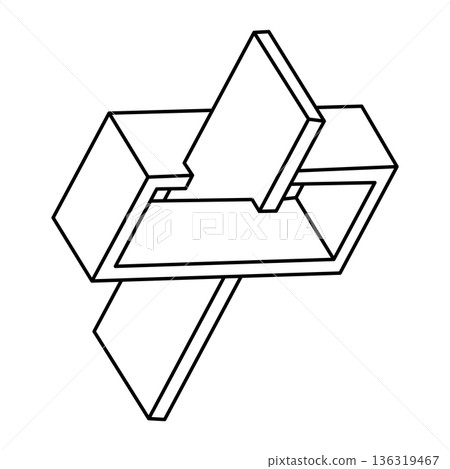 Unreal geometric figures. Impossible shape. Web design element. Optical illusion object. Escher style. Line design. Optical art. Unreal geometric figures. Impossible shape. Web design element. Optical illusion object. Escher style. Line design. Optical art. 136319467