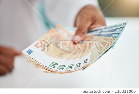 Hands of person, money fan and cash of finance, banking and trading exchange of financial freedom. Closeup of rich investor, profit and income of bonus economy, savings and wealth of accounting bills Hands of person, money fan and cash of finance, banking and trading exchange of financial freedom. Closeup of rich investor, profit and income of bonus economy, savings and wealth of accounting bills 136321000