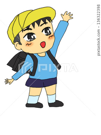 一名小學生舉著手過馬路。 一名小學生舉著手過馬路。 136322398