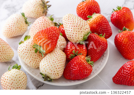 White and red strawberries White and red strawberries 136322457