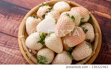 Fresh white strawberries 136322461