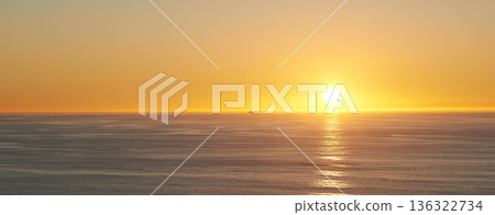 Orange sky, sunset and sea at morning on the horizon with ocean and waves landscape. Sunrise background, calm weather and summer by beach with coastline and outdoor environment with sun and mockup Orange sky, sunset and sea at morning on the horizon with ocean and waves landscape. Sunrise background, calm weather and summer by beach with coastline and outdoor environment with sun and mockup 136322734
