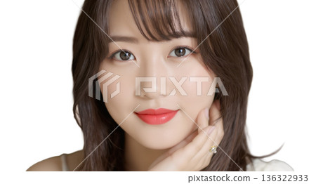 Portrait of a girl with a beautiful hairstyle Portrait of a girl with a beautiful hairstyle 136322933
