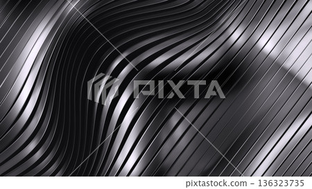 Wavy black metallic abstract background material 3DCG Wavy black metallic abstract background material 3DCG 136323735