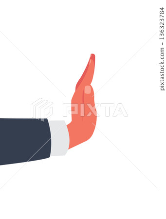 Hand showing stop gesture with the palm isolated over white background vector illustrations Hand showing stop gesture with the palm isolated over white background vector illustrations 136323784