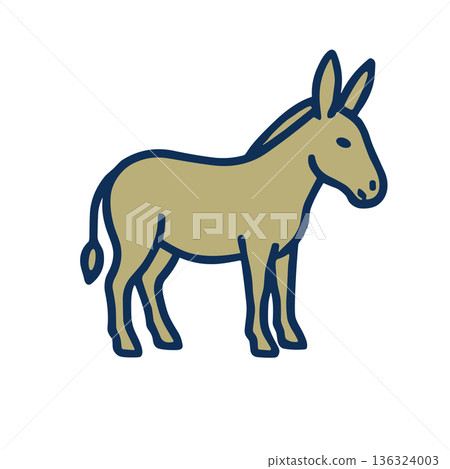 Cute donkey and pony livestock flat icon illustration material 136324003
