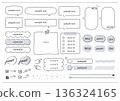 Speech bubble, frame, and decorative decoration set (thin line, gray) 136324165