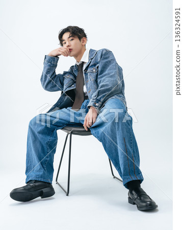 Portrait of a young man in denim Portrait of a young man in denim 136324591