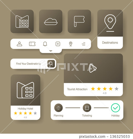 Travel Hotel Mobile App UI Banner Kit Set 136325033