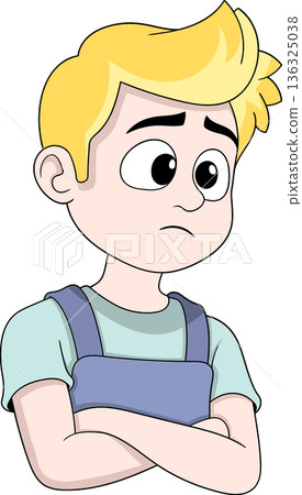 Sad Teen Boy Cartoon Character With Emotional Expression Sad Teen Boy Cartoon Character With Emotional Expression 136325038