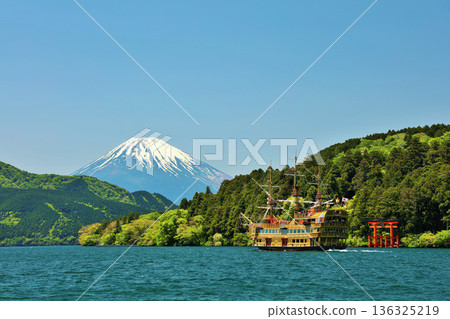 Early summer in Hakone: blue skies, pirate ships and Mt. Fuji Early summer in Hakone: blue skies, pirate ships and Mt. Fuji 136325219