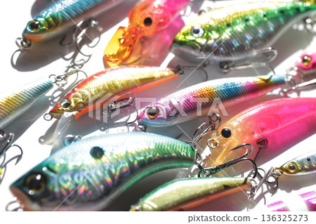 Group photo of lures used in lure fishing Group photo of lures used in lure fishing 136325273