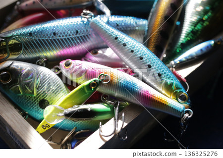 Group photo of lures used in lure fishing Group photo of lures used in lure fishing 136325276