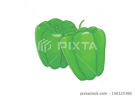 手繪新鮮甜椒,一組 2 個(另一種構圖) 手繪新鮮甜椒,一組 2 個(另一種構圖) 136325360