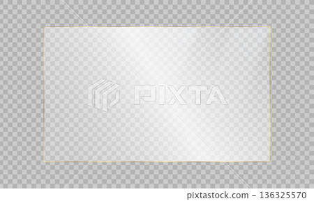 Glass-like frame background with gold borders 136325570