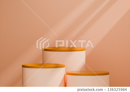 Orange podium set on warm orange 3D background 136325984