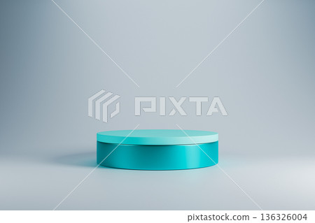 Cyan cylinder podium for fresh product presentation Cyan cylinder podium for fresh product presentation 136326004
