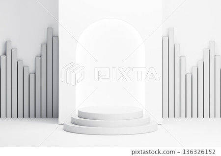 White arch gate for elegant product presentation White arch gate for elegant product presentation 136326152