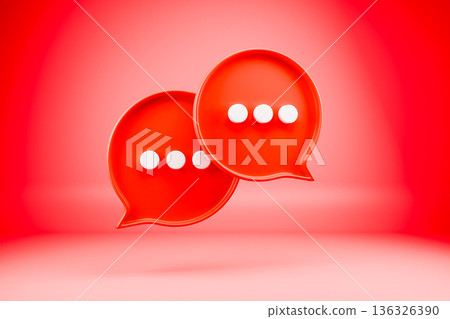Red speech bubbles for active social media dialogue 136326390