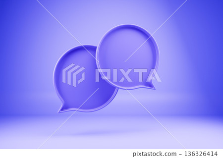 Purple speech bubbles icons on a violet background 136326414