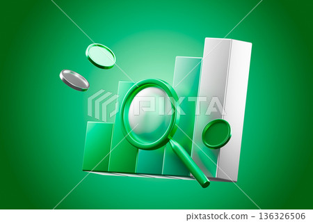 Magnifying glass with paper for search and audit 136326506