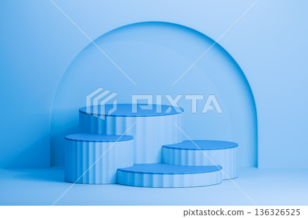 Blue abstract podium with soft shadow for branding Blue abstract podium with soft shadow for branding 136326525