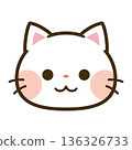 Cute white cat face icon 136326733