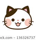Cute black and white cat face icon 136326737