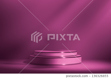 Dark purple podium with a textured wall for luxury display 3d 136326855