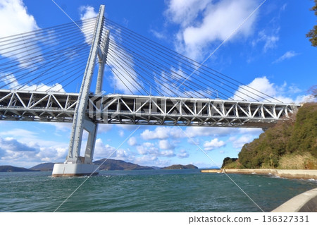 從岩黑島看到的瀨戶大橋(火車行駛中) 從岩黑島看到的瀨戶大橋(火車行駛中) 136327331