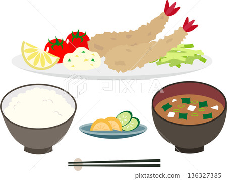 Illustration material of fried shrimp set meal Illustration material of fried shrimp set meal 136327385