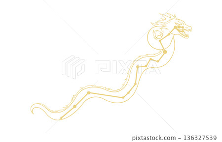 Line drawing of Hydra (gold constellation picture and lines, lines only, no coloring) 136327539