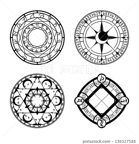 Magic circle illustration set 136327588
