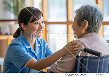 Smiling female caregiver Generative AI 136327599