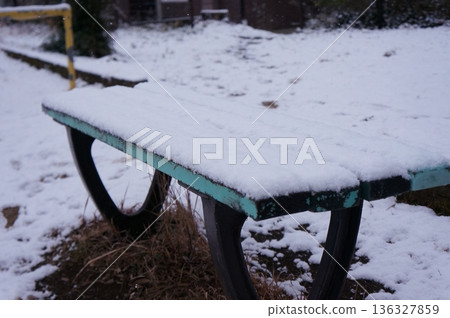 Snowy bench Snowy bench 136327859
